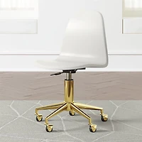 Class Act White and Gold Kids Desk Chair