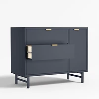 Classic 44"  Deep Navy Blue Wood 3-Drawer Kids Dresser with Door