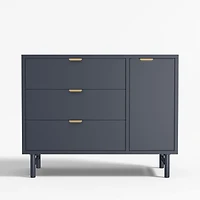 Classic 44"  Deep Navy Blue Wood 3-Drawer Kids Dresser with Door
