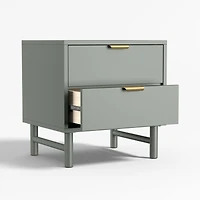 Classic Laurel Green Wood 2-Drawer Kids Nightstand