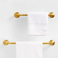 Classic Round Brushed Brass Bath Towel Bar 24"