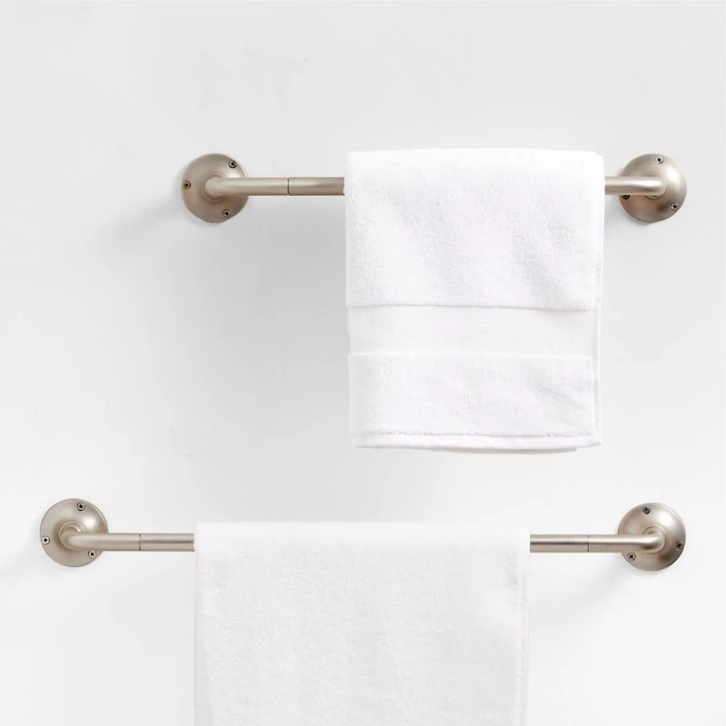 Classic Round Brushed Nickel Bath Towel Bar 24"