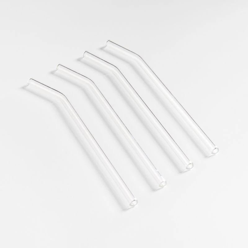 Clear Glass Straws, Set of 4