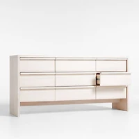 Clemente 68" Whitewashed Ash 9-Drawer Dresser
