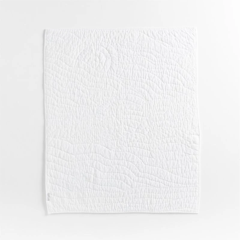 Cloud Embroidered Hand-Quilted Organic Cotton Baby Crib Quilt