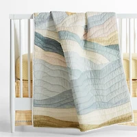 Cloud Embroidered Hand-Quilted Organic Cotton Baby Crib Quilt