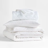 Classic Down Twin Bedding Insert Bundle with Feather Down Pillows & Protectors