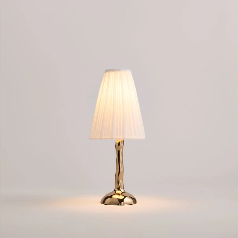 Colette Hammered Brass Mini Table Lamp with Fabric Shade 13"