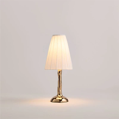 Colette Hammered Brass Mini Table Lamp with Fabric Shade 13"
