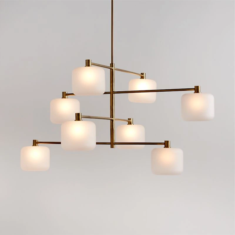 Colombe Burnished Brass and Glass Chandelier Light 50"