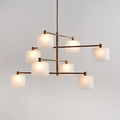 Colombe Burnished Brass and Glass Chandelier Light 50"