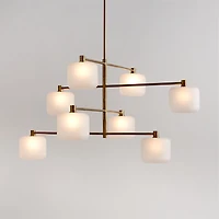 Colombe Burnished Brass and Glass Chandelier Light 50"