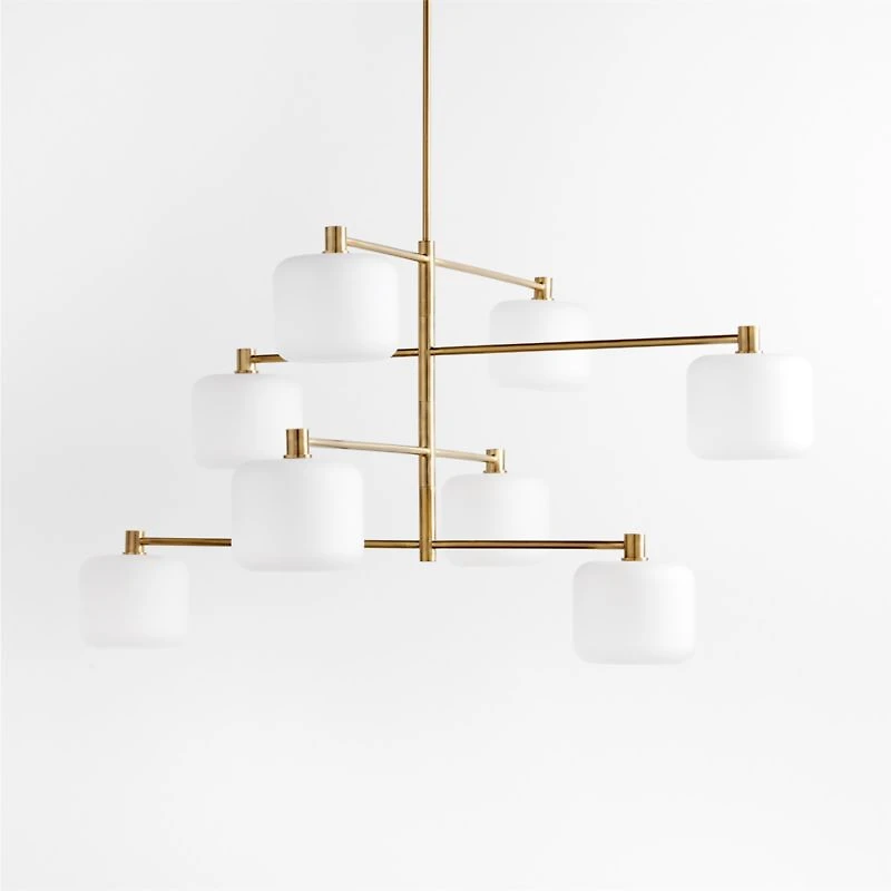 Colombe Burnished Brass and Glass Chandelier Light 50"