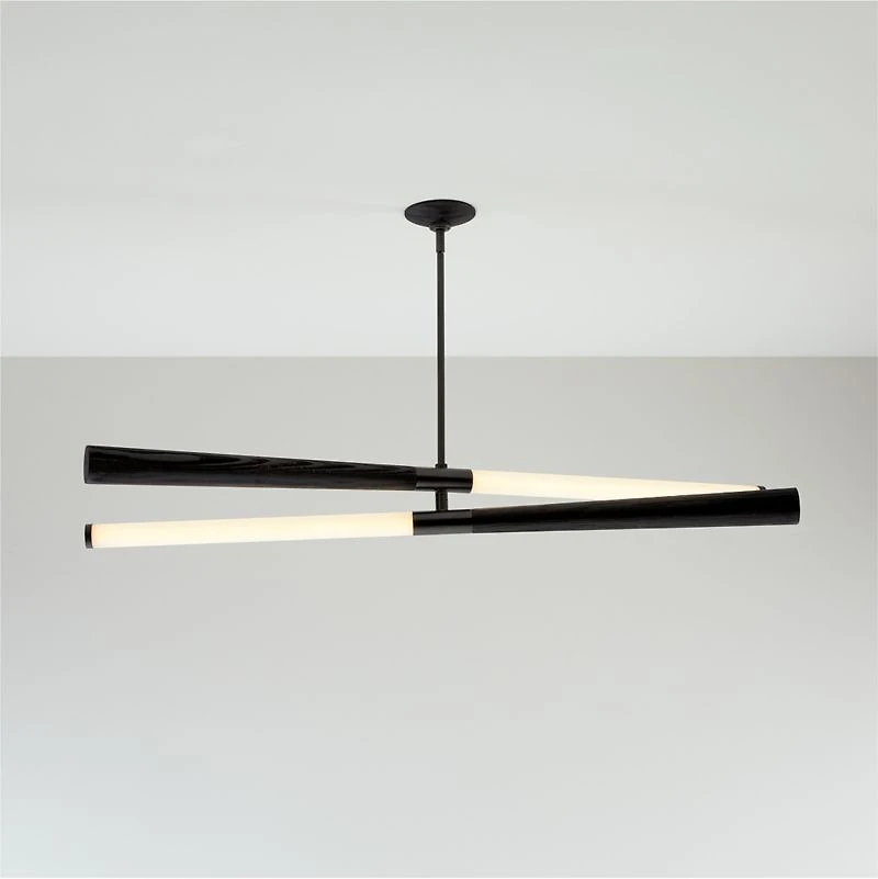Colt Linear LED Wood Black Chandelier Light