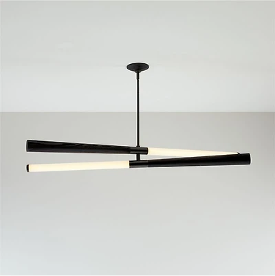 Colt Linear LED Wood Black Chandelier Light