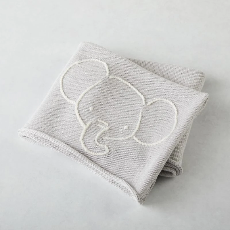 Comfy Critter Grey Elephant Baby Stroller Blanket