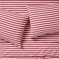 Comfy Tee Red Currant Striped Organic Cotton Jersey Kids Full Sheet Set