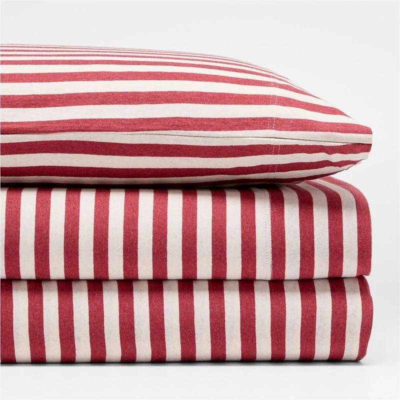 Comfy Tee Red Currant Striped Organic Cotton Jersey Kids Twin Sheet Set