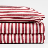 Comfy Tee Red Currant Striped Organic Cotton Jersey Kids Twin Sheet Set