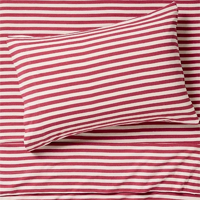 Comfy Tee Red Currant Striped Organic Cotton Jersey Kids Twin Sheet Set