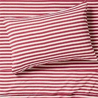 Comfy Tee Red Currant Striped Organic Cotton Jersey Kids Twin Sheet Set