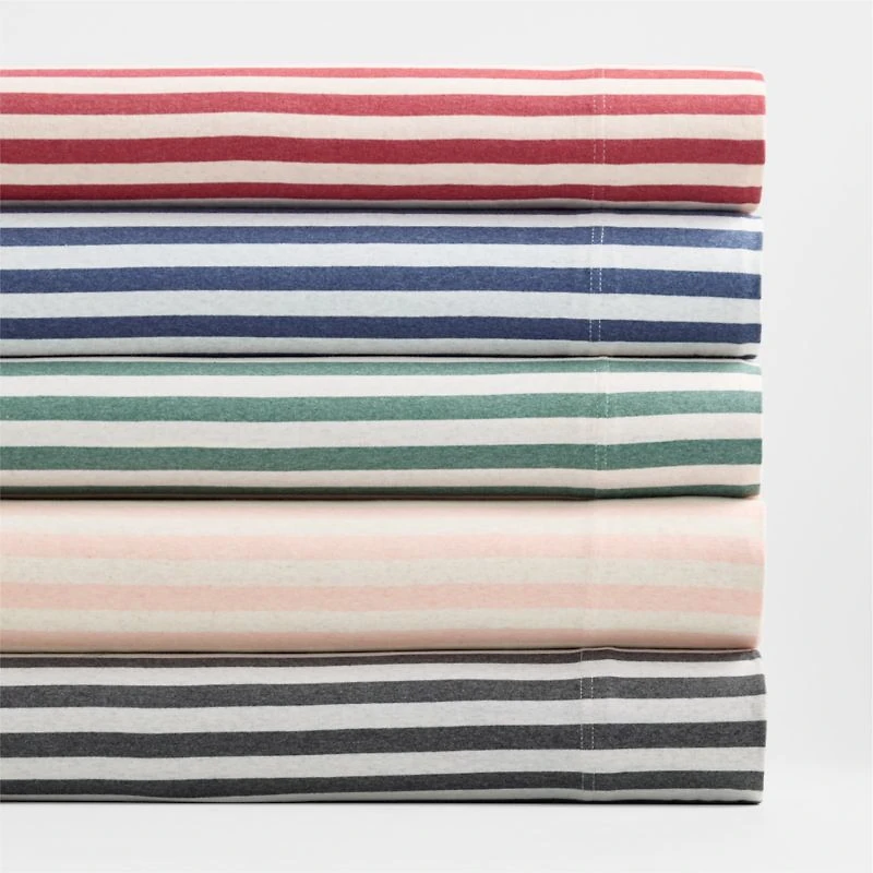 Comfy Tee Red Currant Striped Organic Cotton Jersey Kids Full Sheet Set