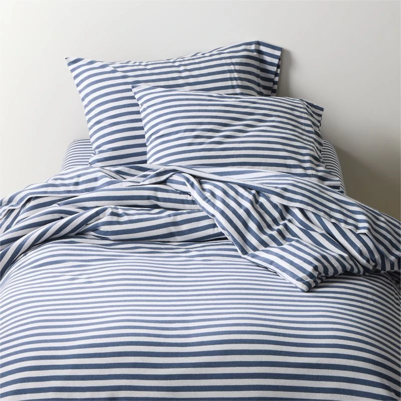 Comfy Tee Organic Cotton Jersey Navy Stripe Standard Bed Pillow Sham