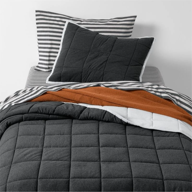 Comfy Tee Charcoal Reversible Organic Cotton Jersey Kids Pillow Sham