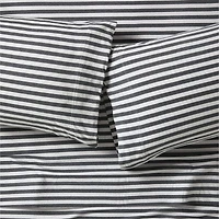 Comfy Tee Charcoal Stripe Organic Cotton Jersey Kids Twin Sheet Set