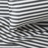 Comfy Tee Charcoal Stripe Organic Cotton Jersey Kids Twin Sheet Set