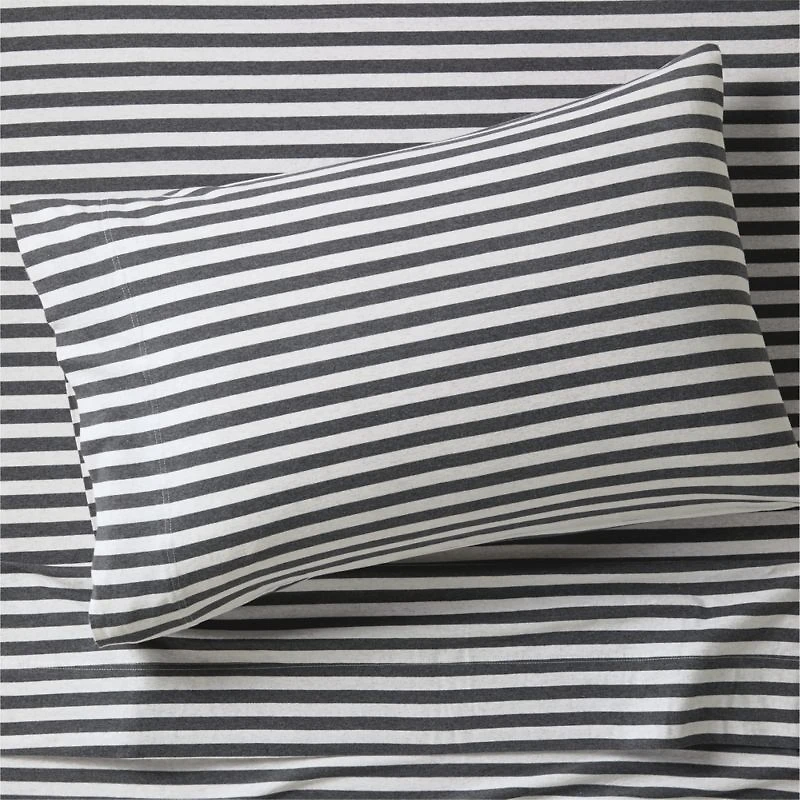 Comfy Tee Charcoal Stripe Organic Cotton Jersey Kids Twin Sheet Set