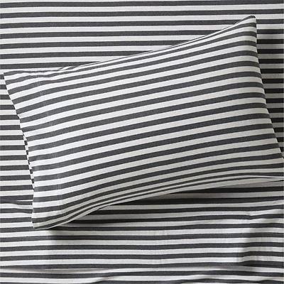 Comfy Tee Charcoal Stripe Organic Cotton Jersey Kids Twin Sheet Set