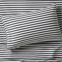 Comfy Tee Charcoal Stripe Organic Cotton Jersey Kids Twin Sheet Set
