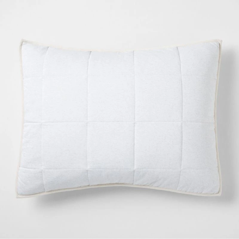Comfy Tee Light Grey & Beige Organic Cotton Jersey Kids Pillow Sham