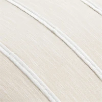 Como Cotton Embroidered Thin Stripe 23"x23" Arctic Ivory Throw Pillow Cover