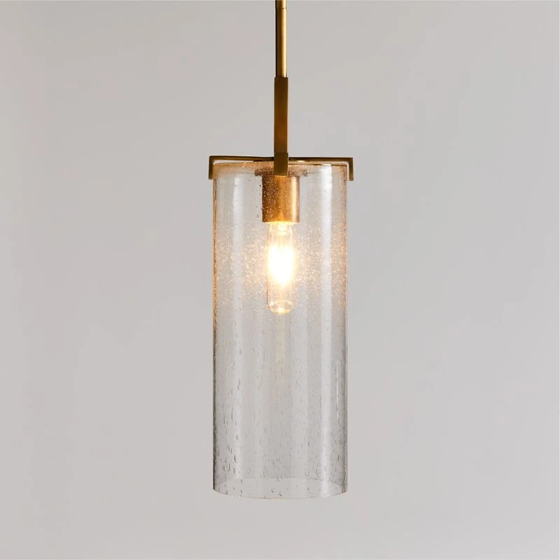 Coquina Brass Pendant Light with Glass Shade