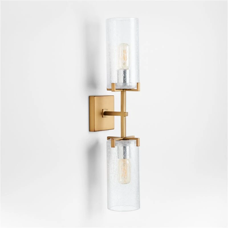 Coquina 2-Light Burnished Brass Wall Sconce with Glass Shades