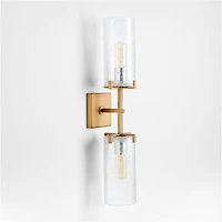 Coquina 2-Light Burnished Brass Wall Sconce with Glass Shades