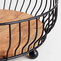 Cora Acacia Wood Black -Tier Fruit Basket