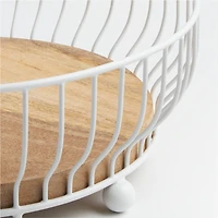 Cora White and Wood 3-Tier Fruit Basket