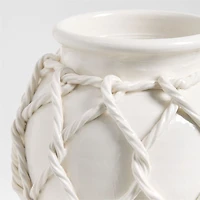 Corda Small White Ceramic Rope Vase 15"