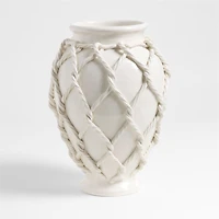 Corda Small White Ceramic Rope Vase 15"