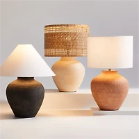 Corfu Black Table Lamp with Linen Drum Shade 26.6"
