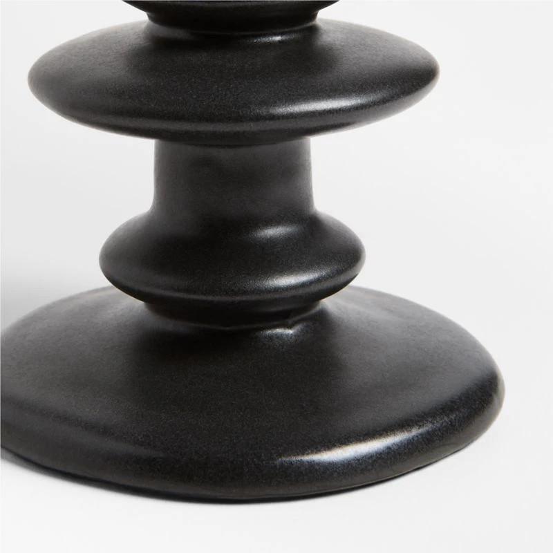 Cortana Small Charcoal Earthenware Taper Holder 5.5"