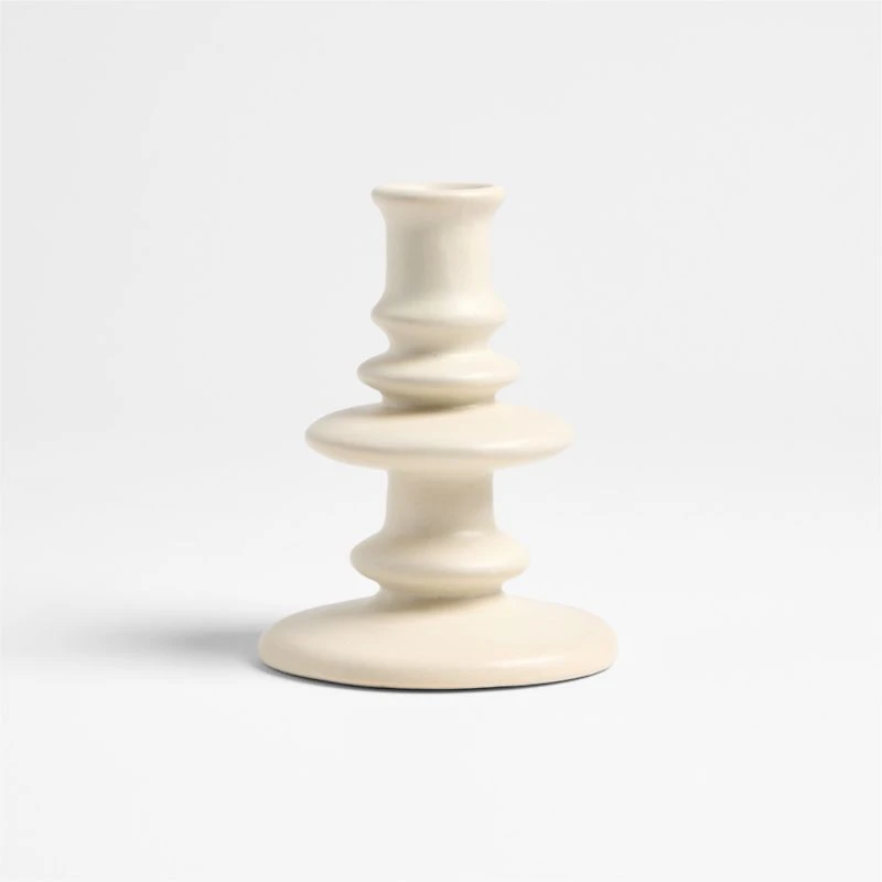 Cortana Small Off-White Earthenware Taper Holder 5.5"