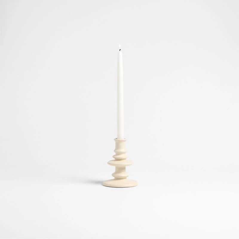 Cortana Small Off-White Earthenware Taper Holder 5.5"