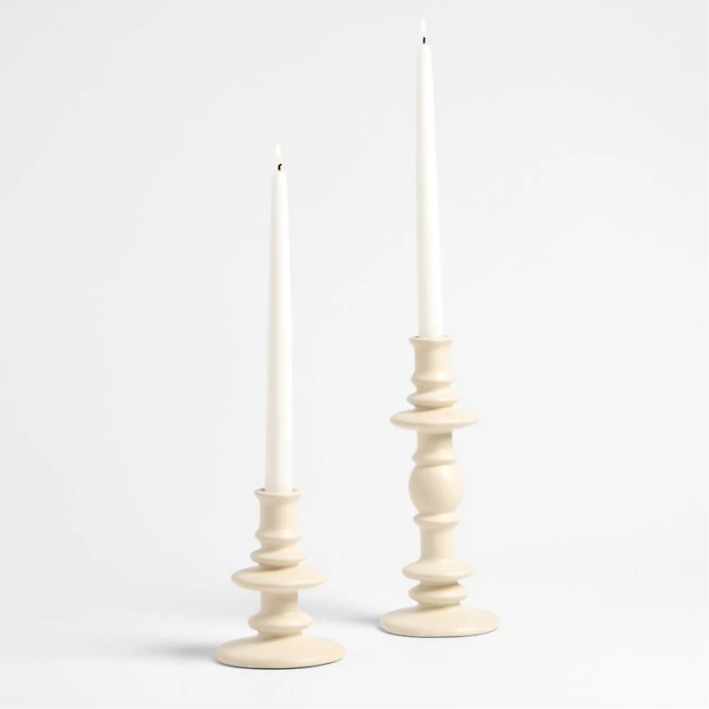 Cortana Small Off-White Earthenware Taper Holder 5.5"