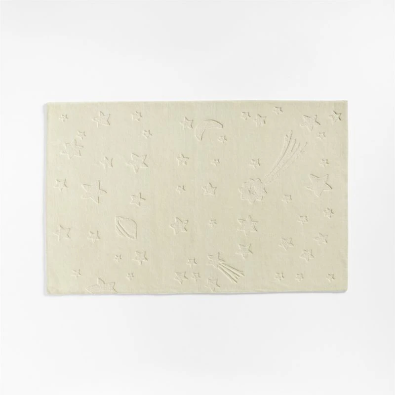 Cosmos Hand-Tufted Wool Cream Space Kids Rug 5x8
