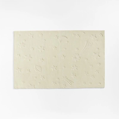 Cosmos Hand-Tufted Wool Cream Space Kids Rug 5x8