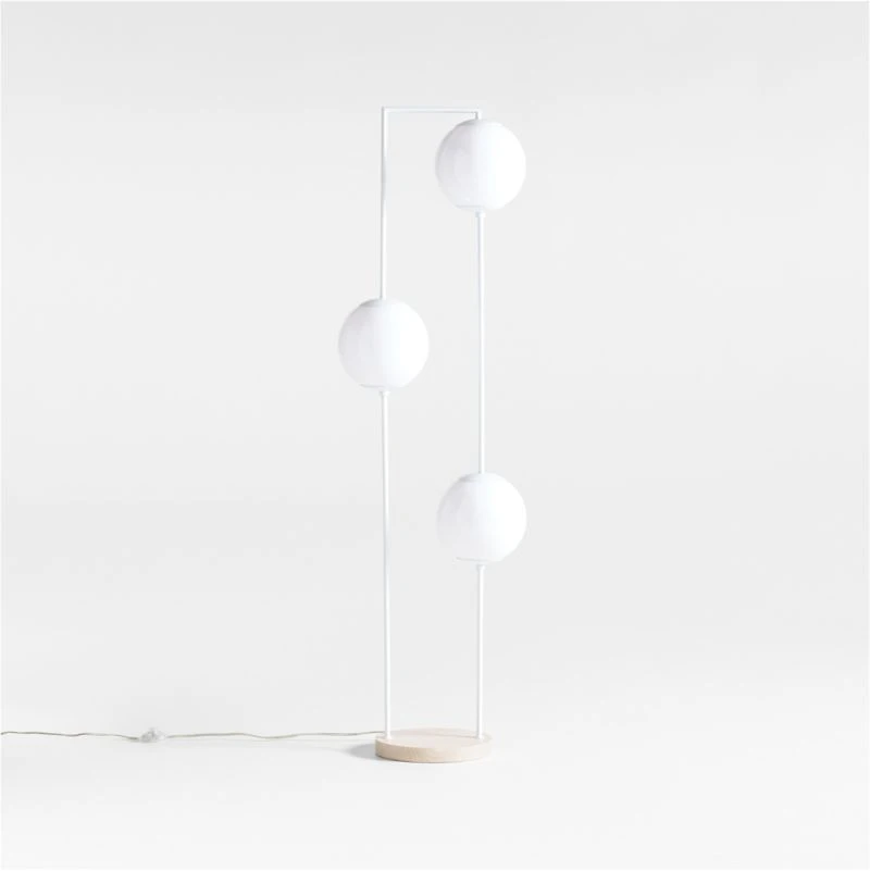 Cosmos White Metal Kids Floor Lamp with Wood Base